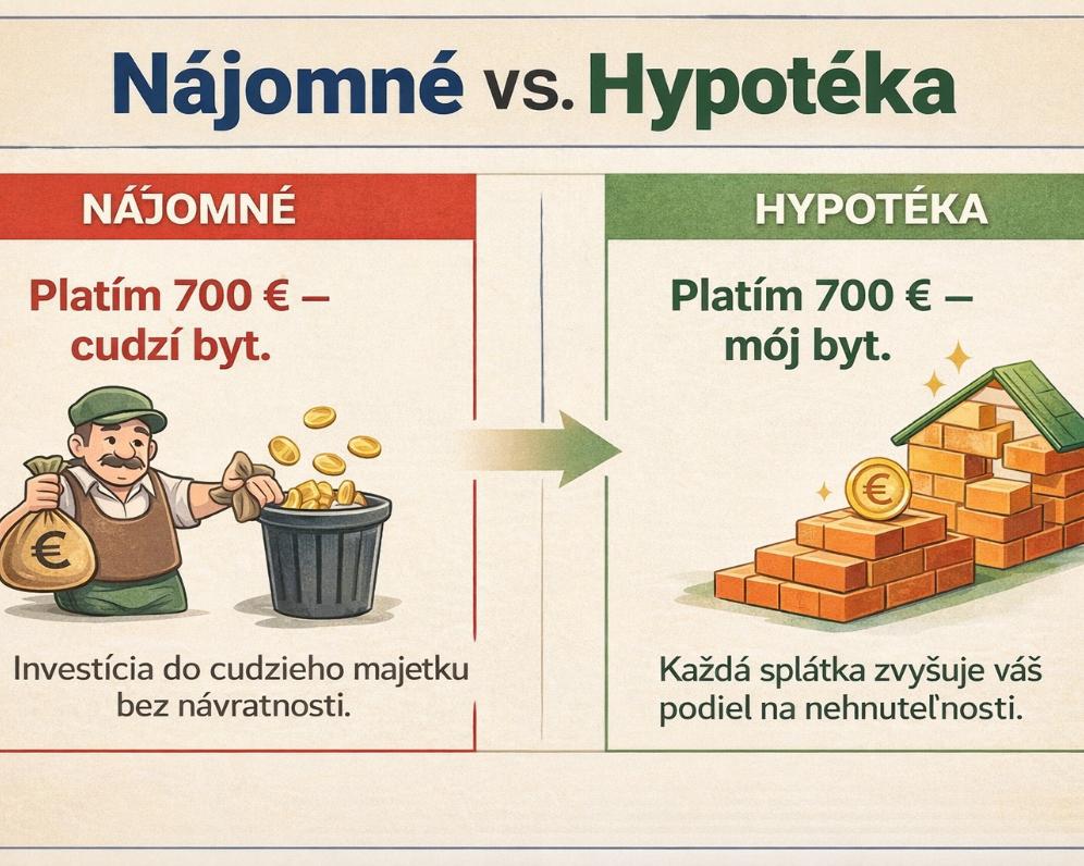 Nájomné vs. hypotéka: 700 € mesačne. Rozdiel je, KOMU ich posielate.